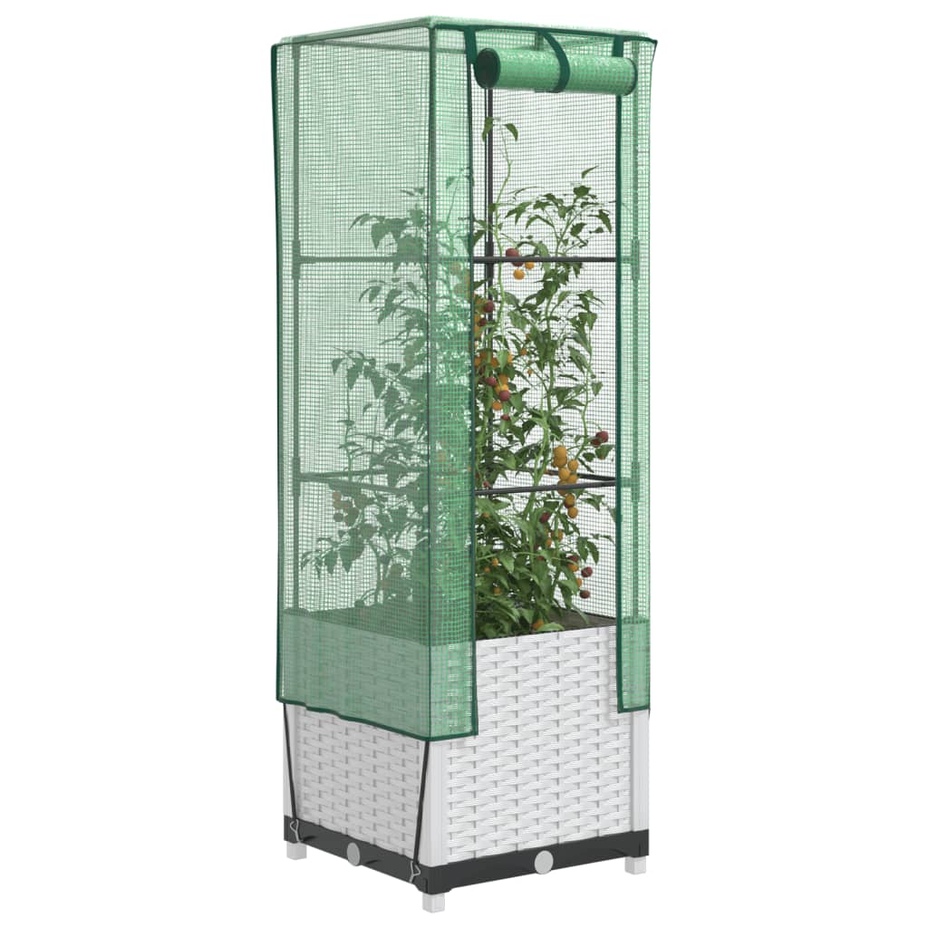 VidaXL jardinière surélevée avec couverture de serre 40x40x139 cm aspect rotin