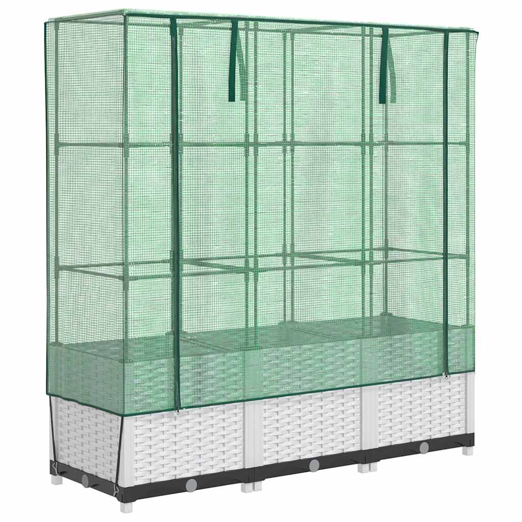 Vidaxx jardinière surélevée avec couverture de serre 120x40x138 cm aspect rotin