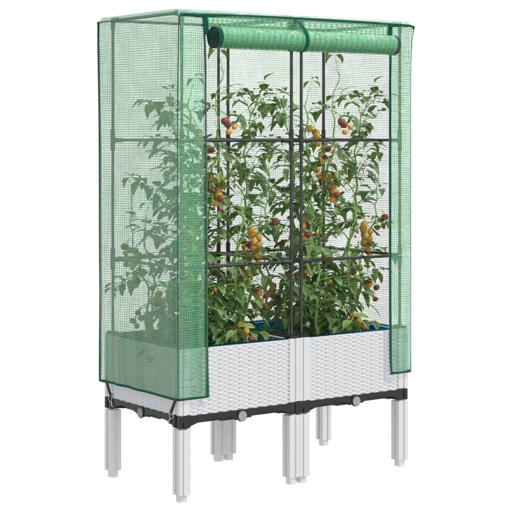 VidaXL jardinière surélevée avec couverture de serre 80x40x140 cm aspect rotin