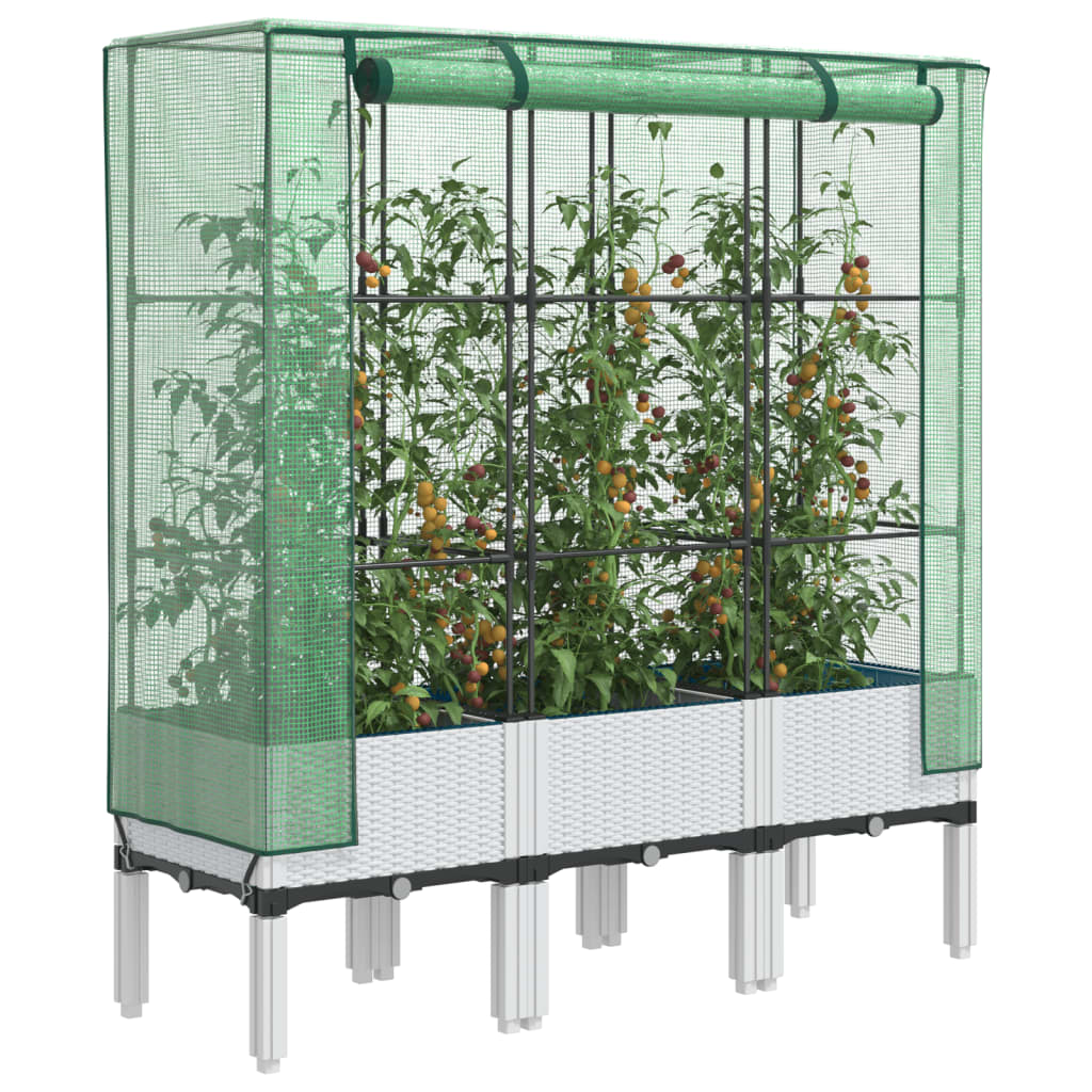 Vidaxx jardinière surélevée avec couverture de serre 120x40x140 cm aspect rotin