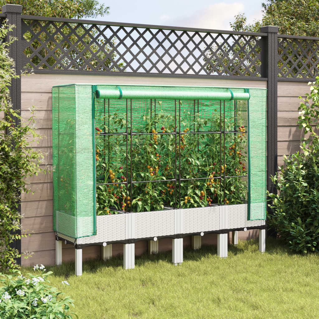 Vidaxx jardinière surélevée avec couverture de serre 160x40x140 cm aspect rotin