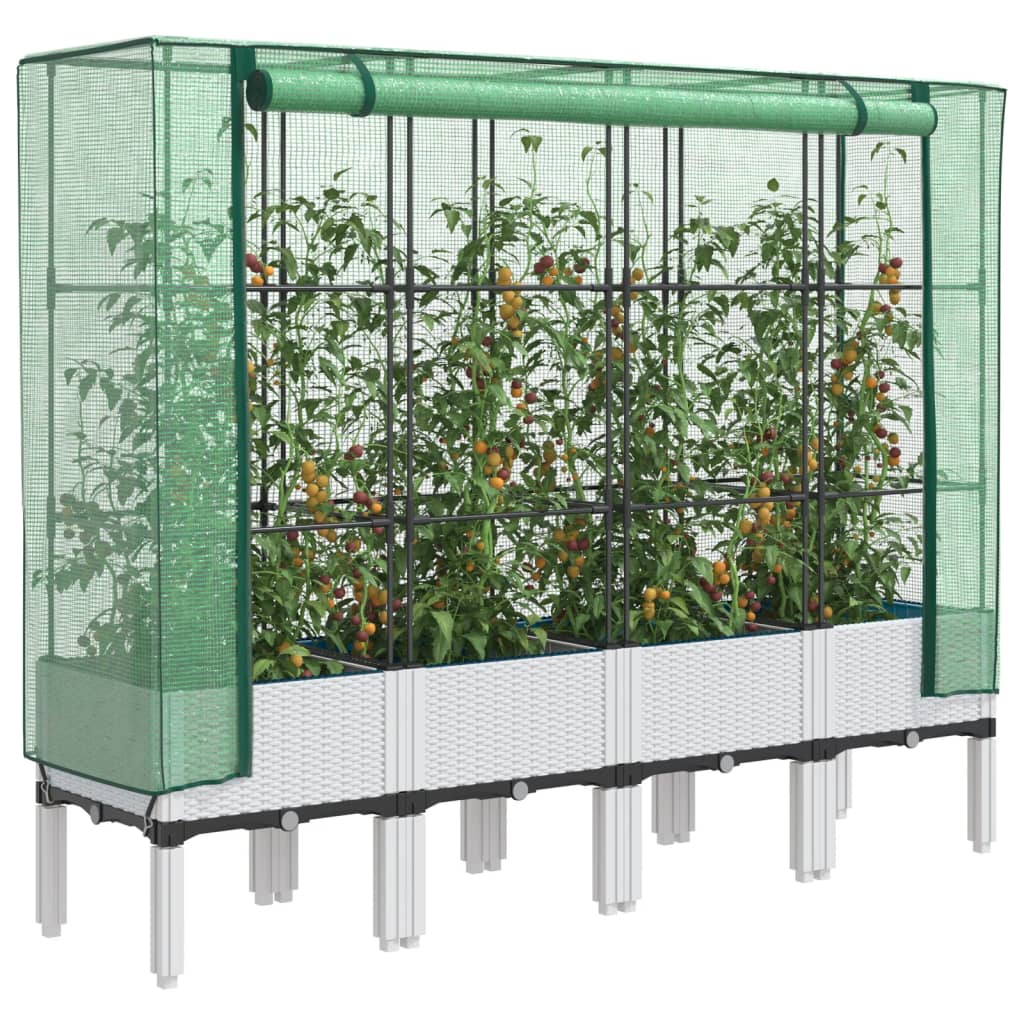 Vidaxx jardinière surélevée avec couverture de serre 160x40x140 cm aspect rotin