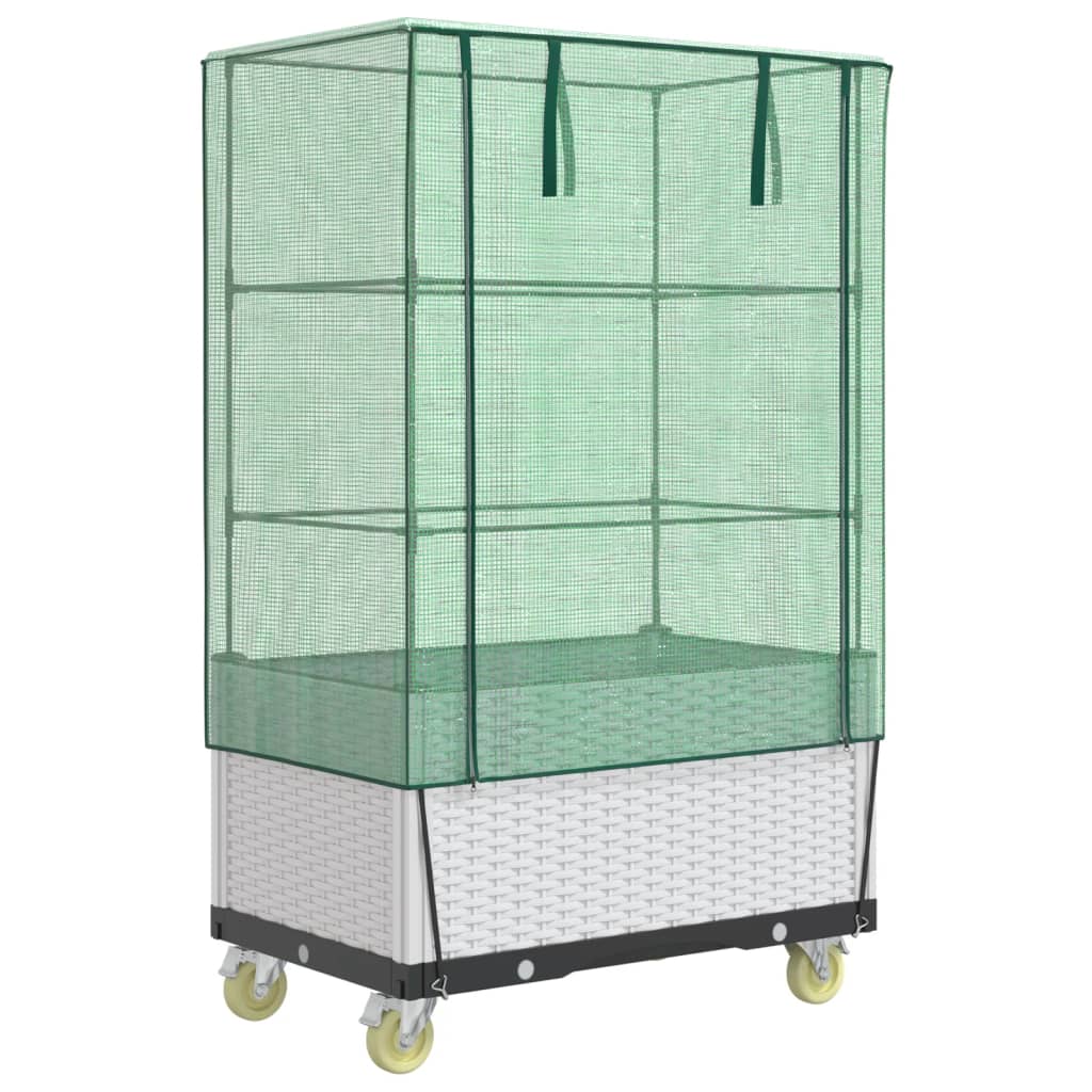 Vidaxx jardinière surélevée avec couvercle et roulettes 80x50x182 cm aspect rotin