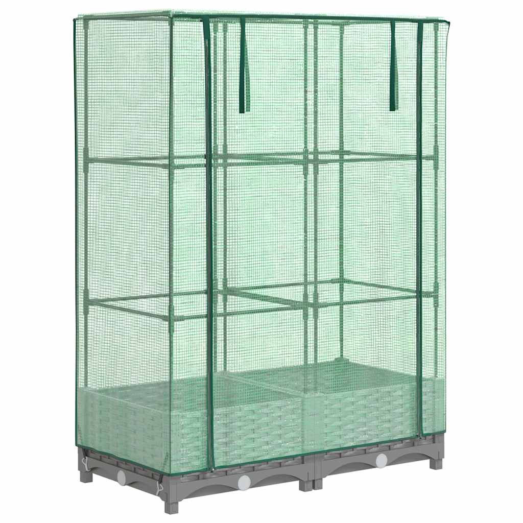 Vidaxx jardinière surélevée avec couverture de serre 80x40x123 cm aspect rotin