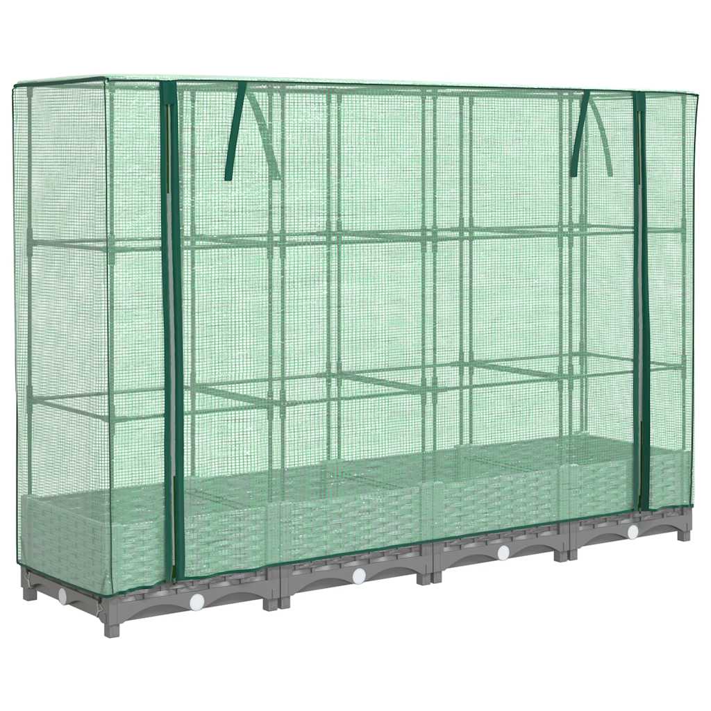 Vidaxx jardinière surélevée avec couverture de serre 160x40x123 cm aspect rotin