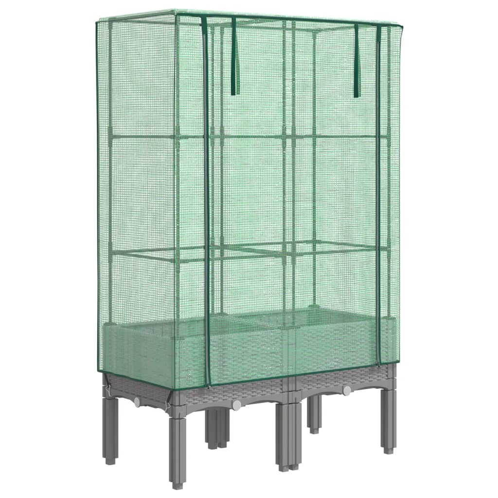 VidaXL jardinière surélevée avec couverture de serre 80x40x140 cm aspect rotin