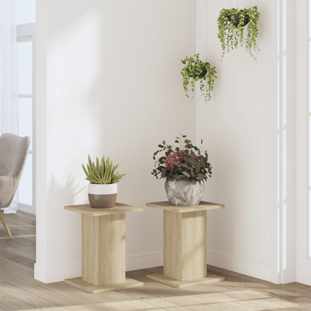 VidaXL Supports pour plantes 2 pcs 30x30x40 cm bois d'ingénierie chêne sonoma
