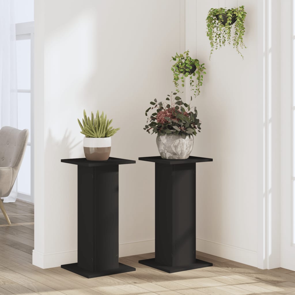 VidaXL Supports pour plantes 2 pcs 30x30x60 cm bois d'ingénierie noir