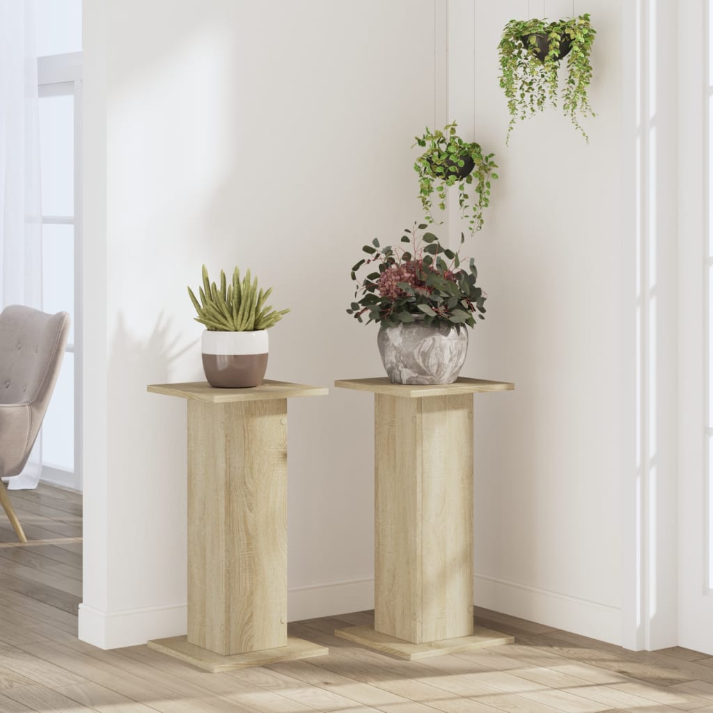 Vidaxxl supports pour plantes 2 pcs 30x30x60 cm chêne sonoma en dérivé du bois