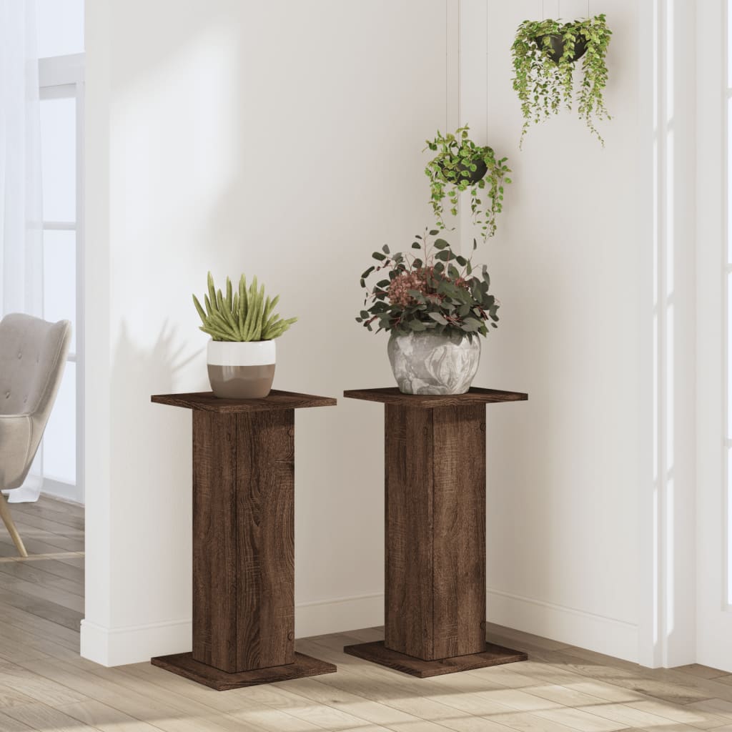 VidaXL Supports pour plantes 2 pcs 30x30x60 cm bois d'ingénierie chêne brun