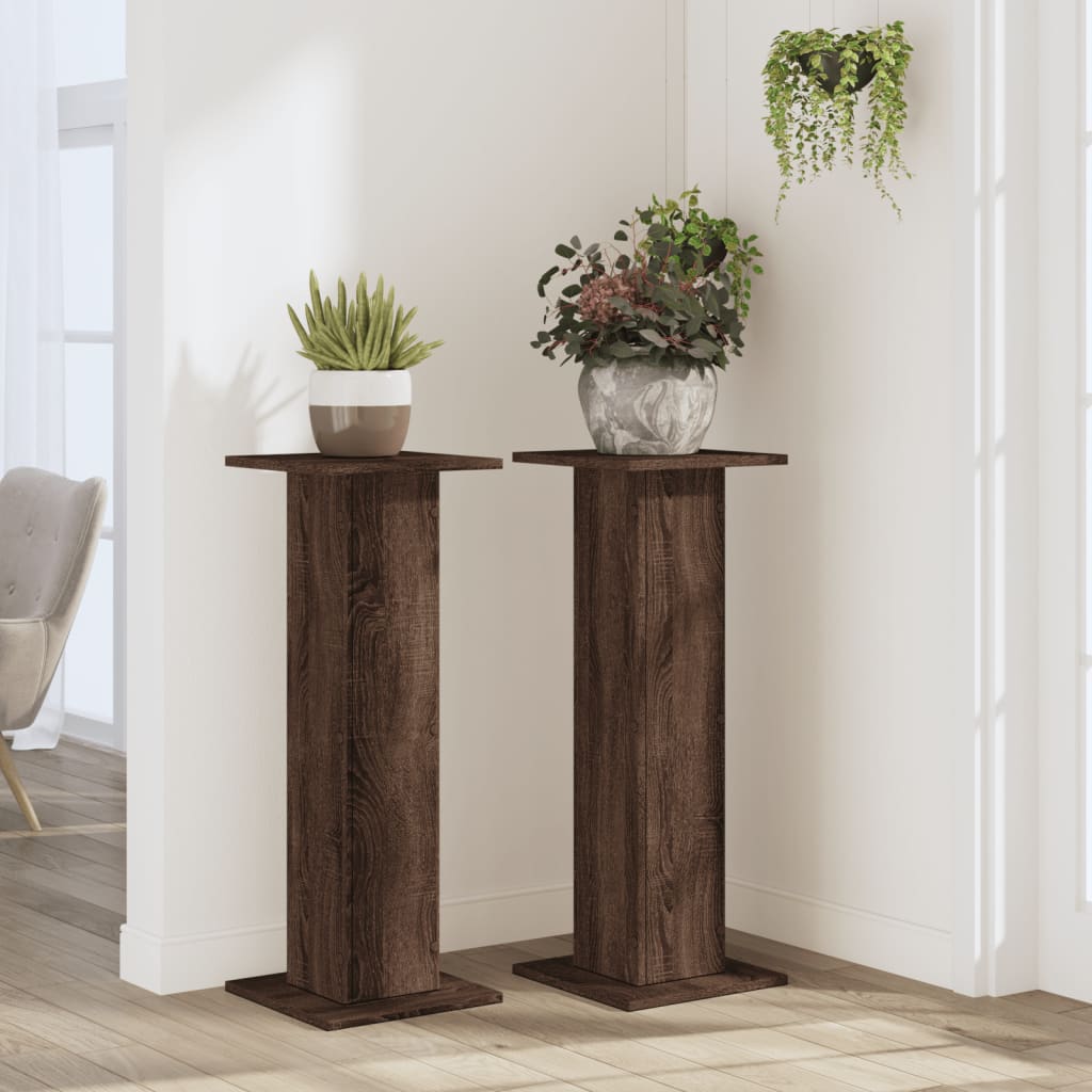 Vidaxx supports pour plantes 2 pcs 30x30x80 cm bois d'ingénierie chêne brun