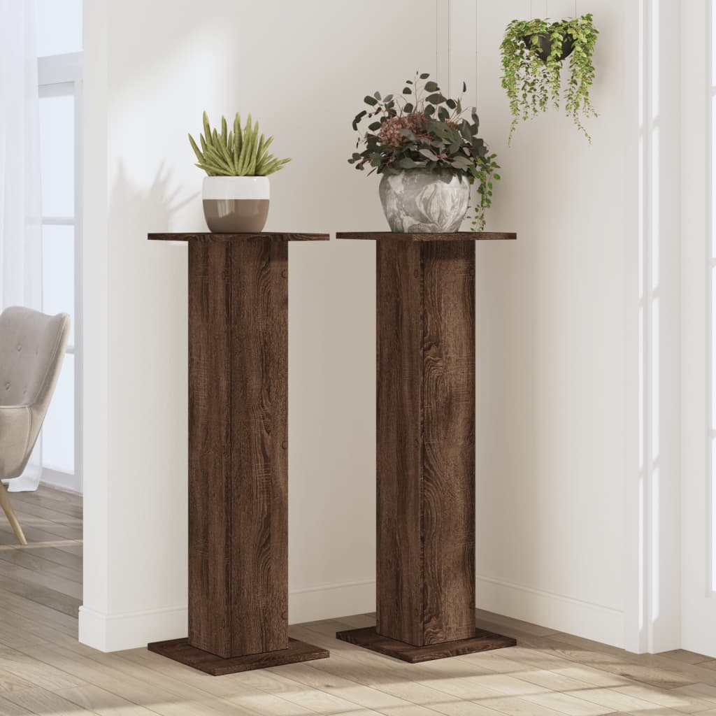 Vidaxx supports pour plantes 2 pcs 30x30x95 cm bois d'ingénierie chêne brun