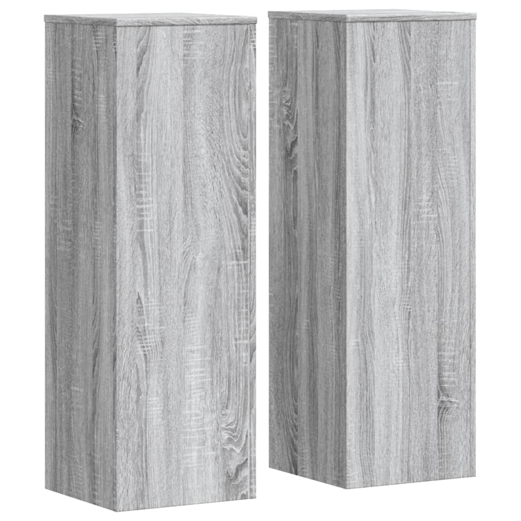 VidaXL Supports pour plantes 2 pcs 33x33x100 cm bois d'ingénierie gris sonoma