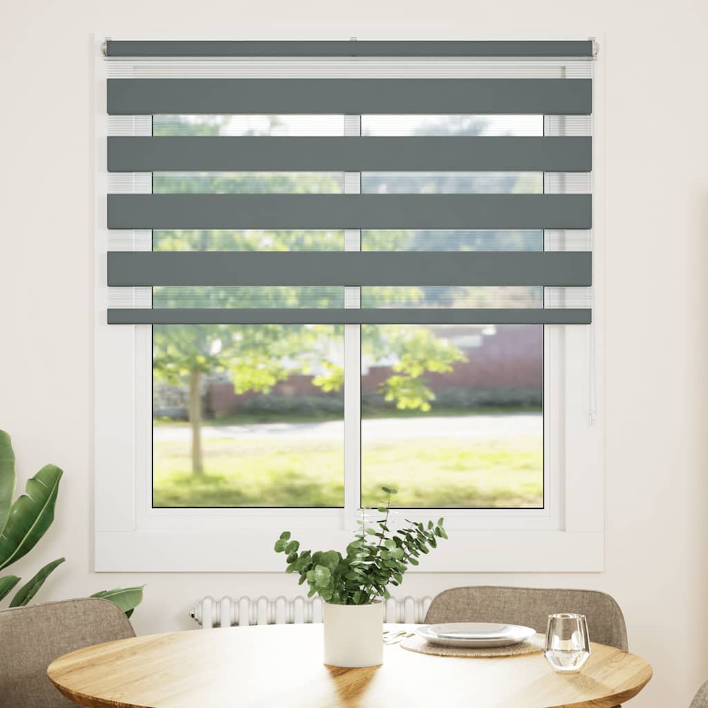 VidaXL store enrouleur zèbre 120x150 cm largeur de tissu 115,9 cm gris foncé