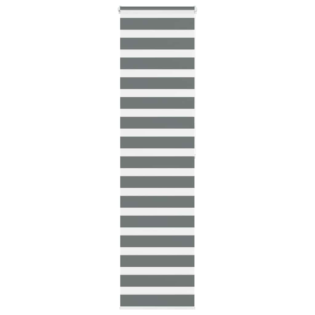 VidaXL store enrouleur zèbre 65x200 cm largeur de tissu 60,9 cm gris foncé