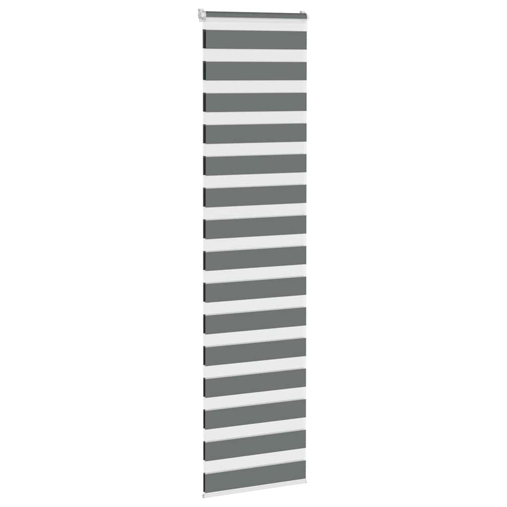 VidaXL store enrouleur zèbre 65x200 cm largeur de tissu 60,9 cm gris foncé