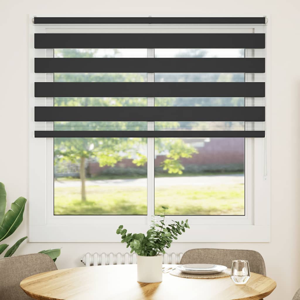 VidaXL store enrouleur zèbre 150x150 cm largeur de tissu 145,9 cm noir