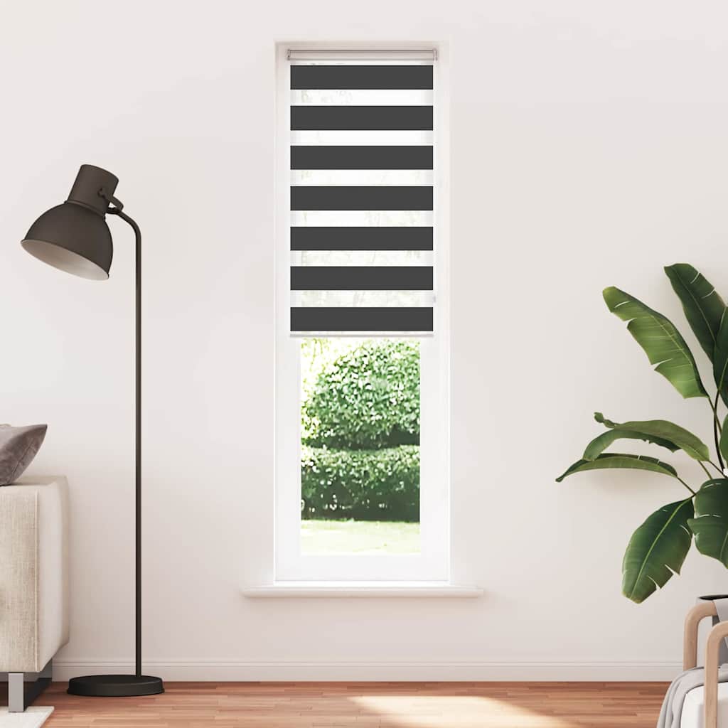 VidaXL store enrouleur zèbre 65x200 cm largeur de tissu 60,9 cm noir