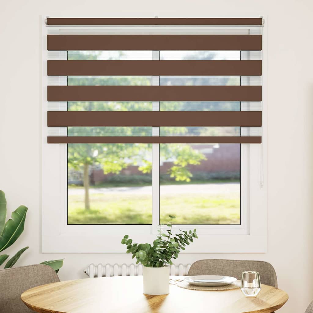 VidaXL store enrouleur zèbre 125x100 cm largeur du tissu 120,9 cm polyester marron