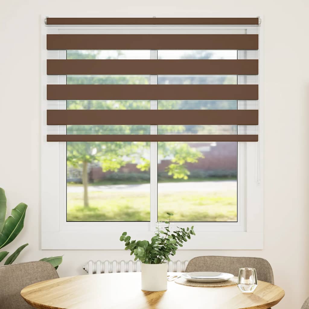 VidaXL store enrouleur zèbre 120x150 cm largeur du tissu 115,9 cm polyester marron