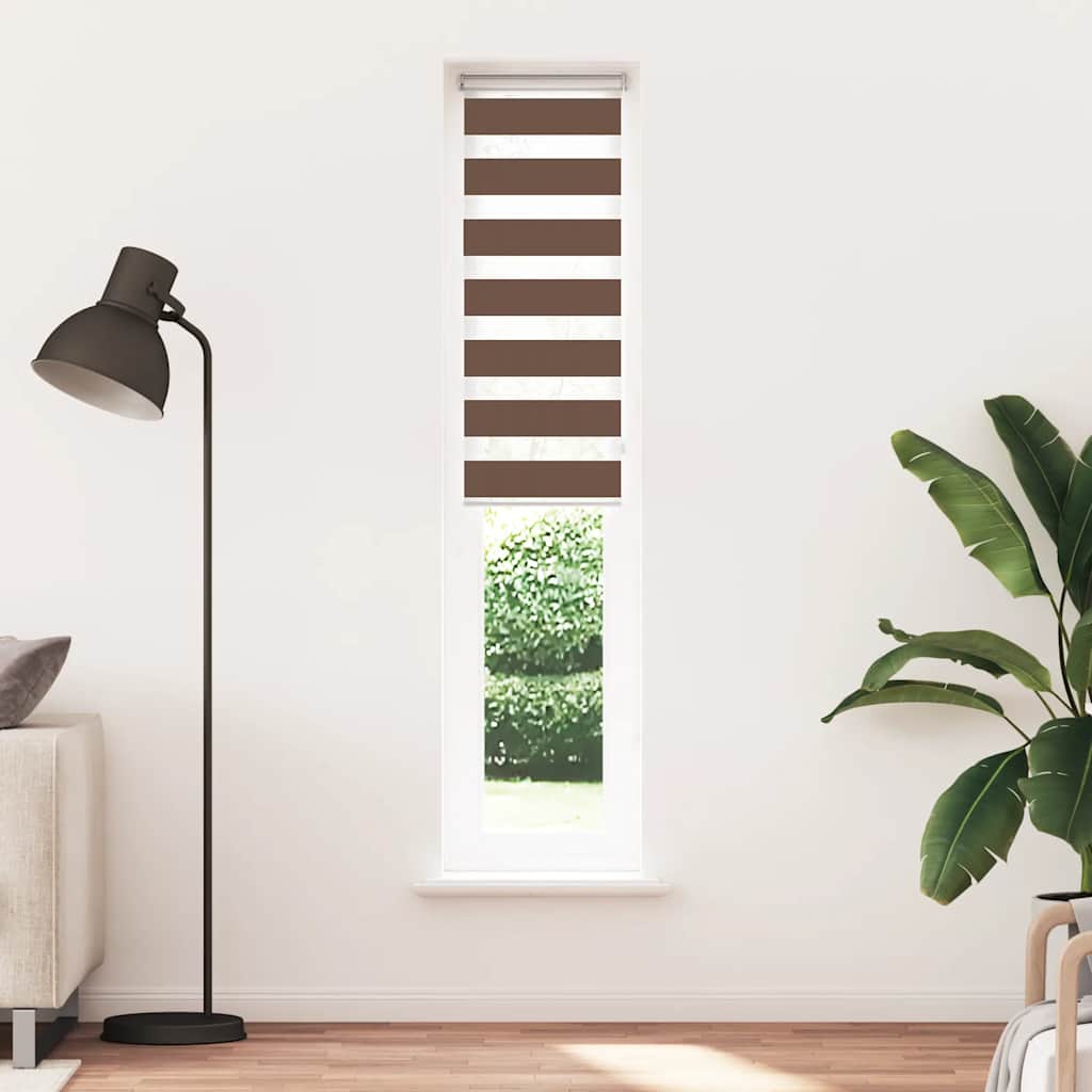 Vidaxx store enrouleur zèbre 40x200 cm largeur de tissu 35,9 cm polyester marron