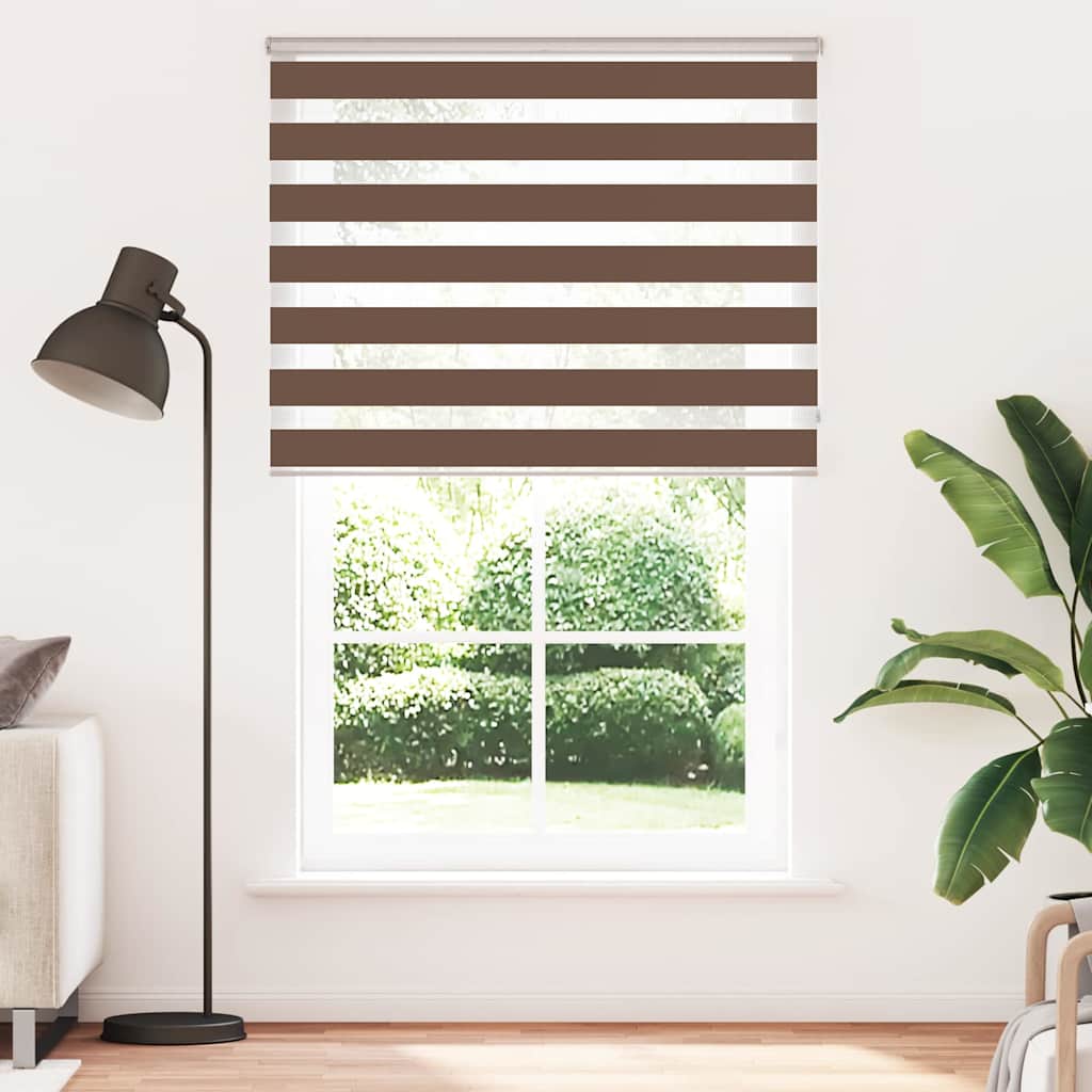 VidaXL store enrouleur zèbre 140x200 cm largeur du tissu 135,9 cm polyester marron