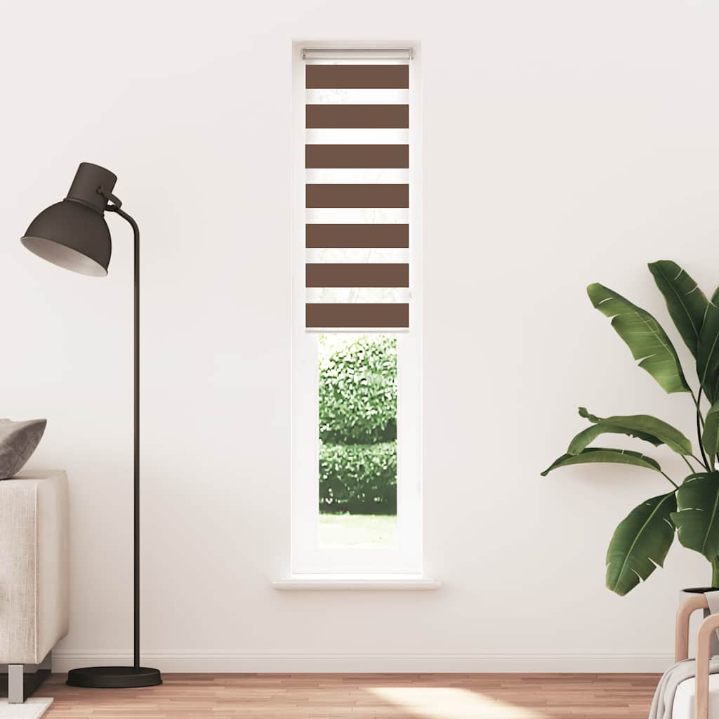 Vidaxx store enrouleur zèbre 40x230 cm largeur de tissu 35,9 cm polyester marron