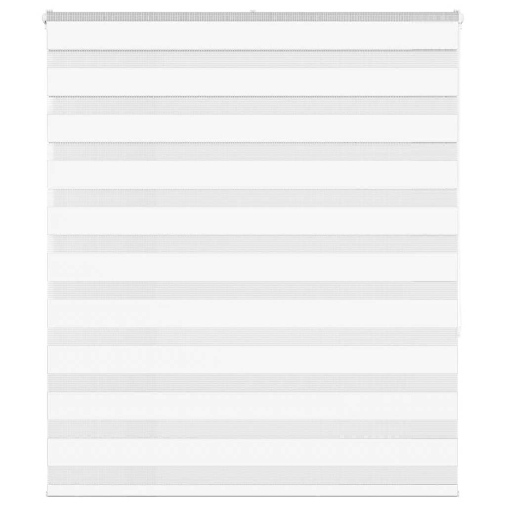 VidaXL store enrouleur zèbre 125x150 cm largeur du tissu 120,9 cm polyester blanc