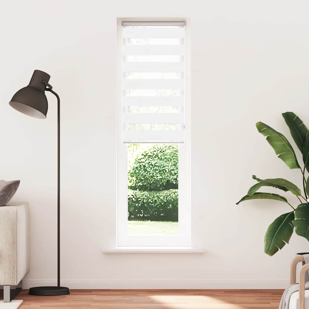 VidaXL store enrouleur zèbre 65x200 cm largeur de tissu 60,9 cm polyester blanc