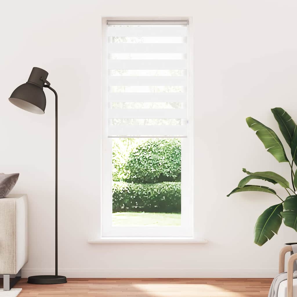VidaXL store enrouleur zèbre 80x200 cm largeur de tissu 75,9 cm polyester blanc