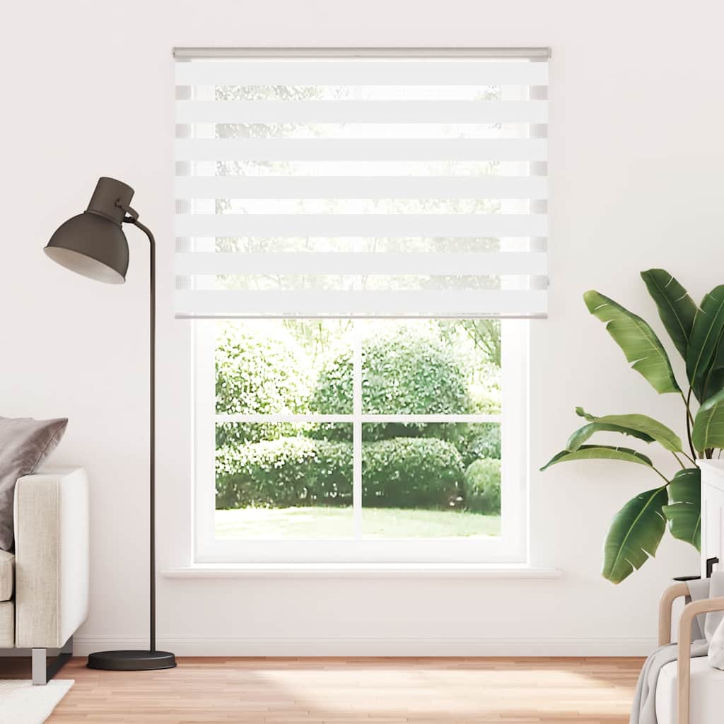 VidaXL store enrouleur zèbre 155x200 cm largeur de tissu 150,9 cm polyester blanc
