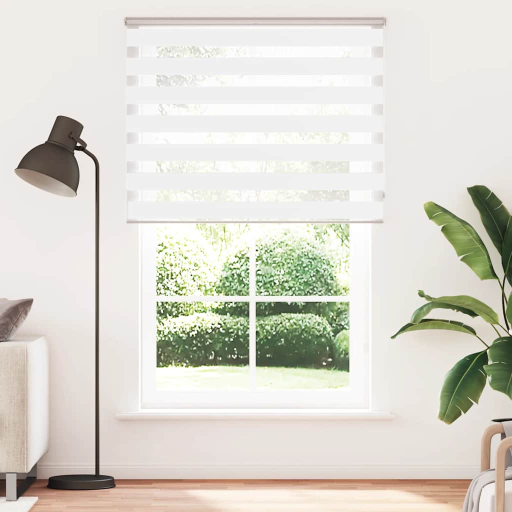 VidaXL store enrouleur zèbre 150x230 cm largeur du tissu 145,9 cm polyester blanc