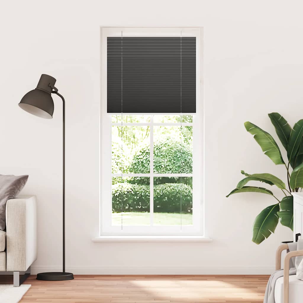 Vidaxl plissé rolgordijn 90x200 cm stofbreedte 89,4 cm polyester zwart