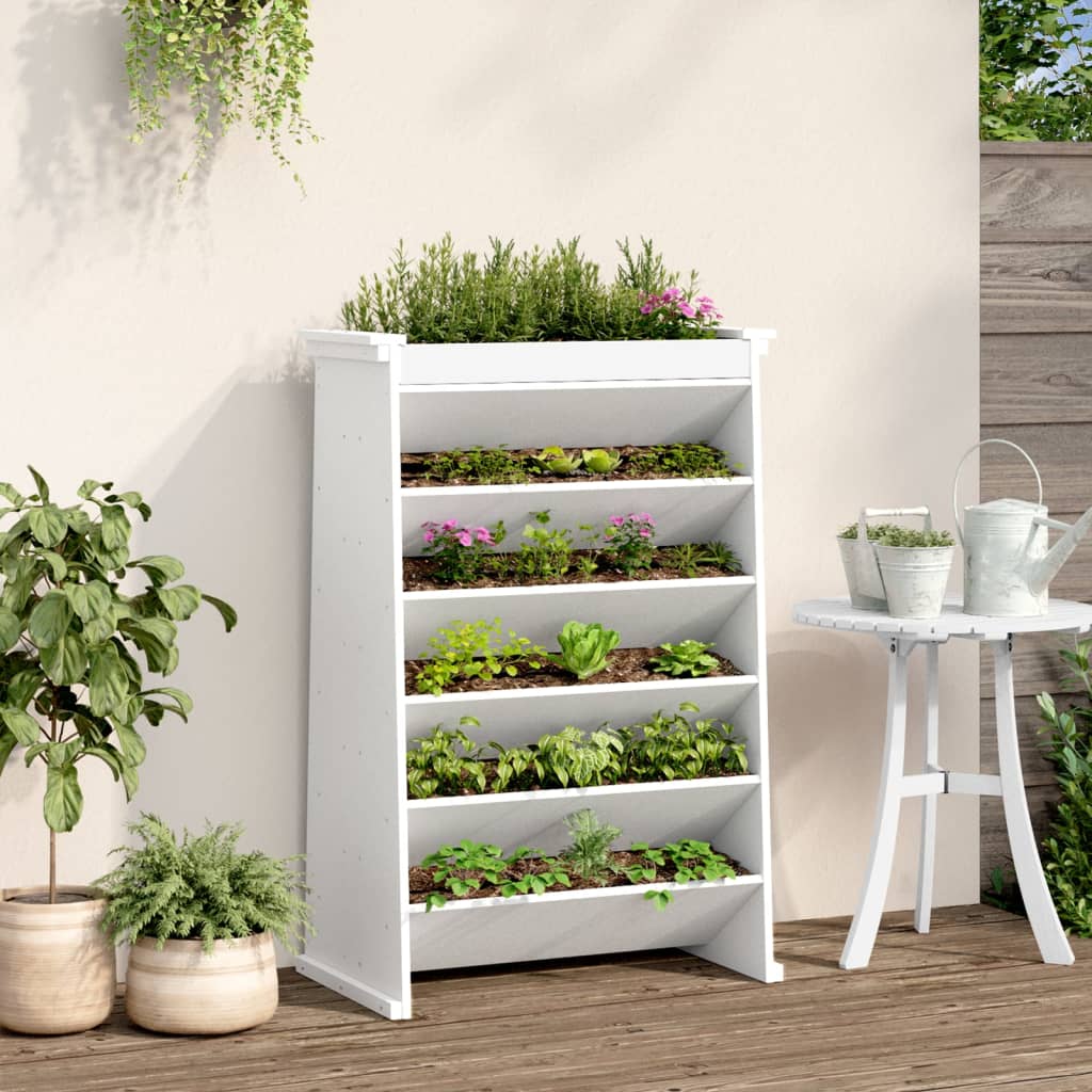 Vidaxx bac à herbes 6 couches 69x40x101,5 cm bois de pin massif blanc