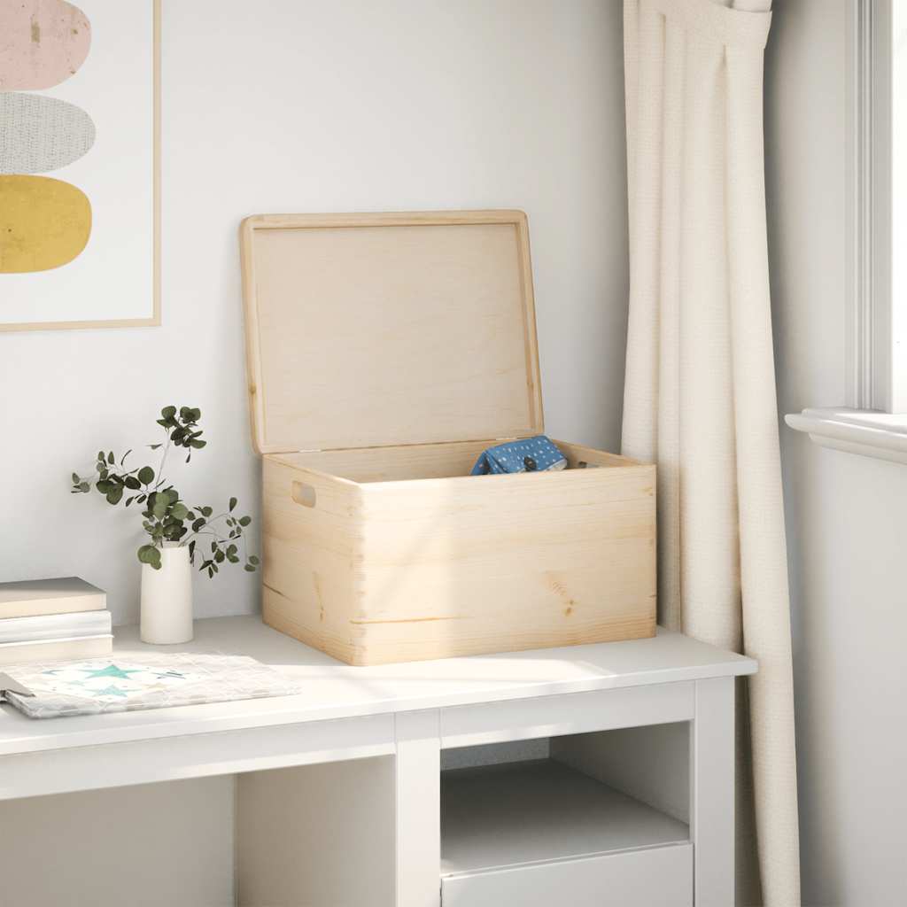 Vidaxx boîte en bois avec poignées de couvercle 40x30x23cm bois de pin massif