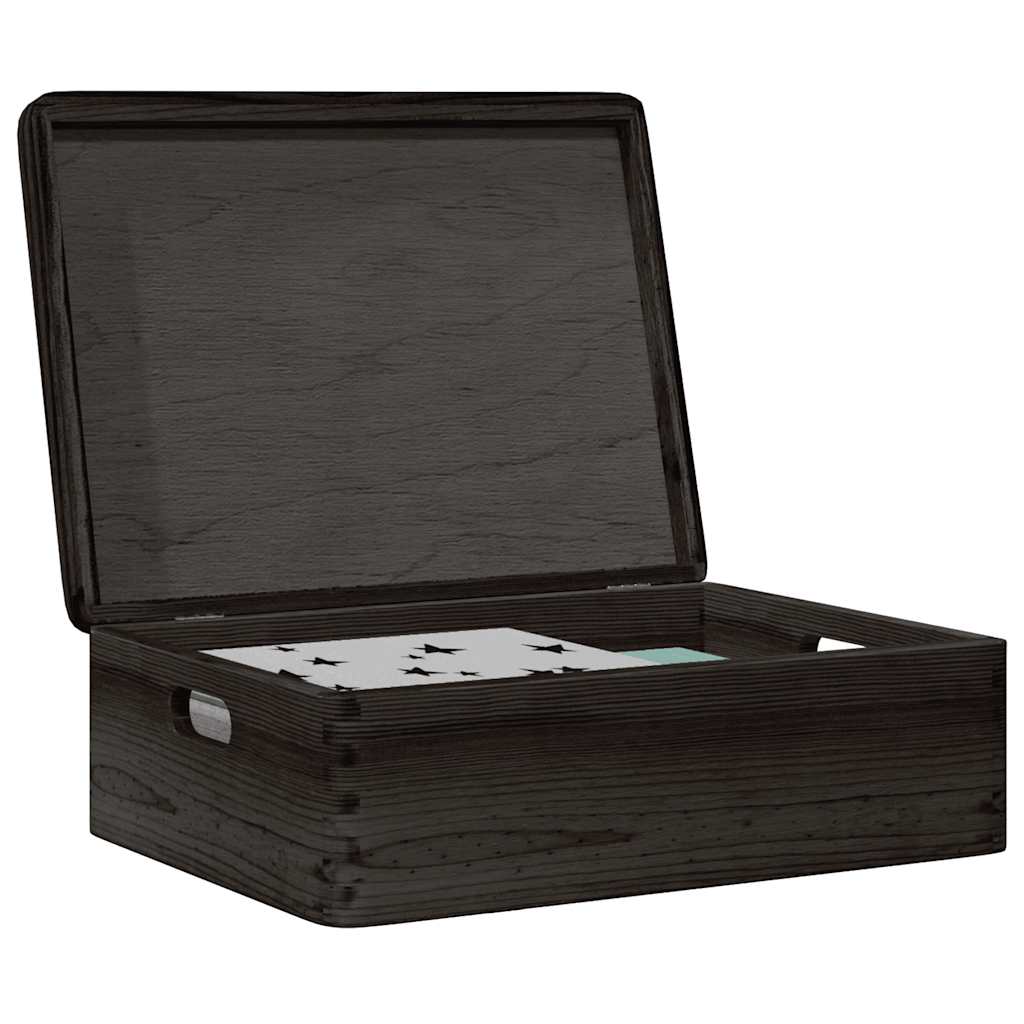 Vidaxx boîte en bois avec poignées de couvercle 40x30x13cm bois de pin noir