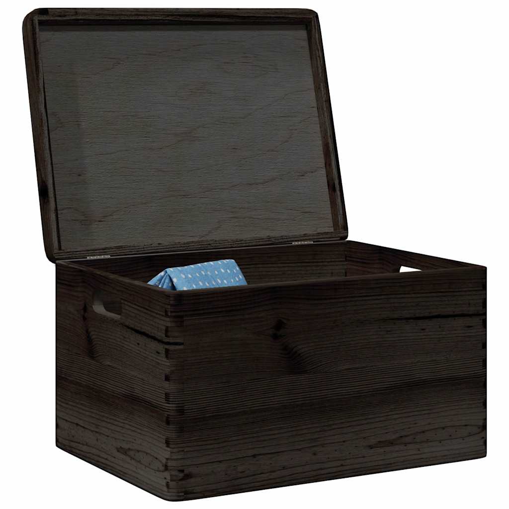 VidaXL boîte en bois avec poignées de couvercle 40x30x23cm bois de pin noir