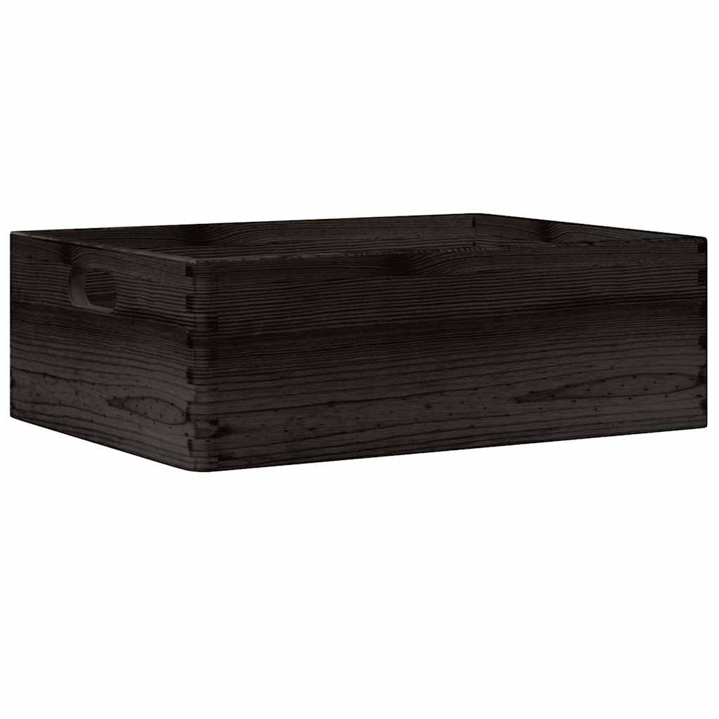 Vidaxx boîte en bois avec poignées 40x30x13 cm bois de pin massif noir