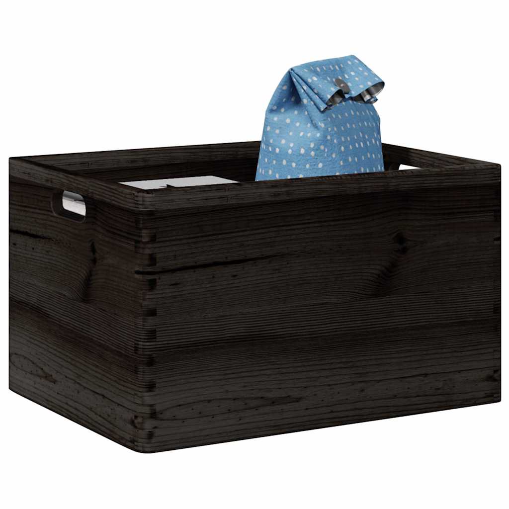 Vidaxx boîte en bois avec poignées 40x30x23 cm bois de pin massif noir