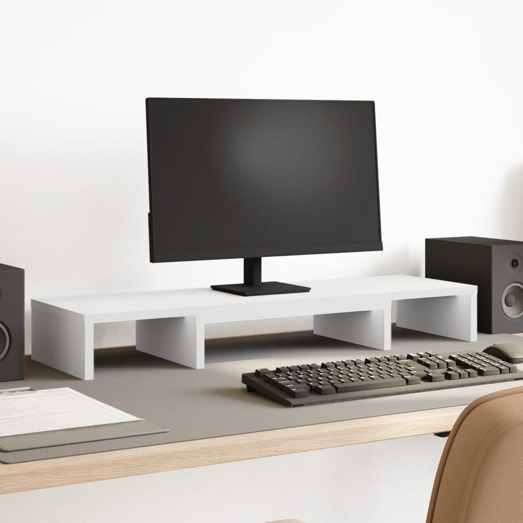 Vidaxx support de moniteur réglable 80x24x10,5 cm bois fini blanc