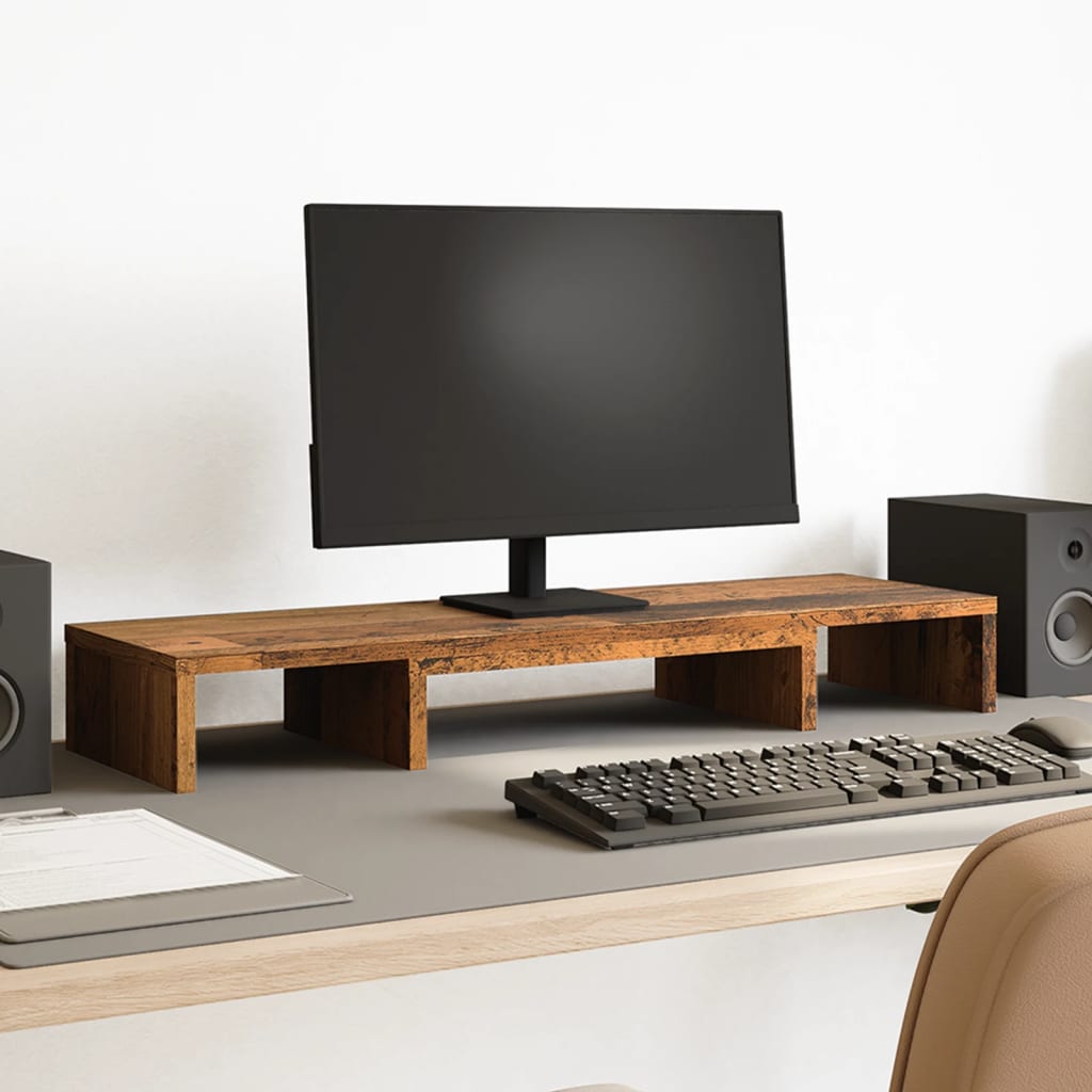 VidaXL Support pour moniteur réglable 80x24x10,5 cm bois, couleur bois ancien