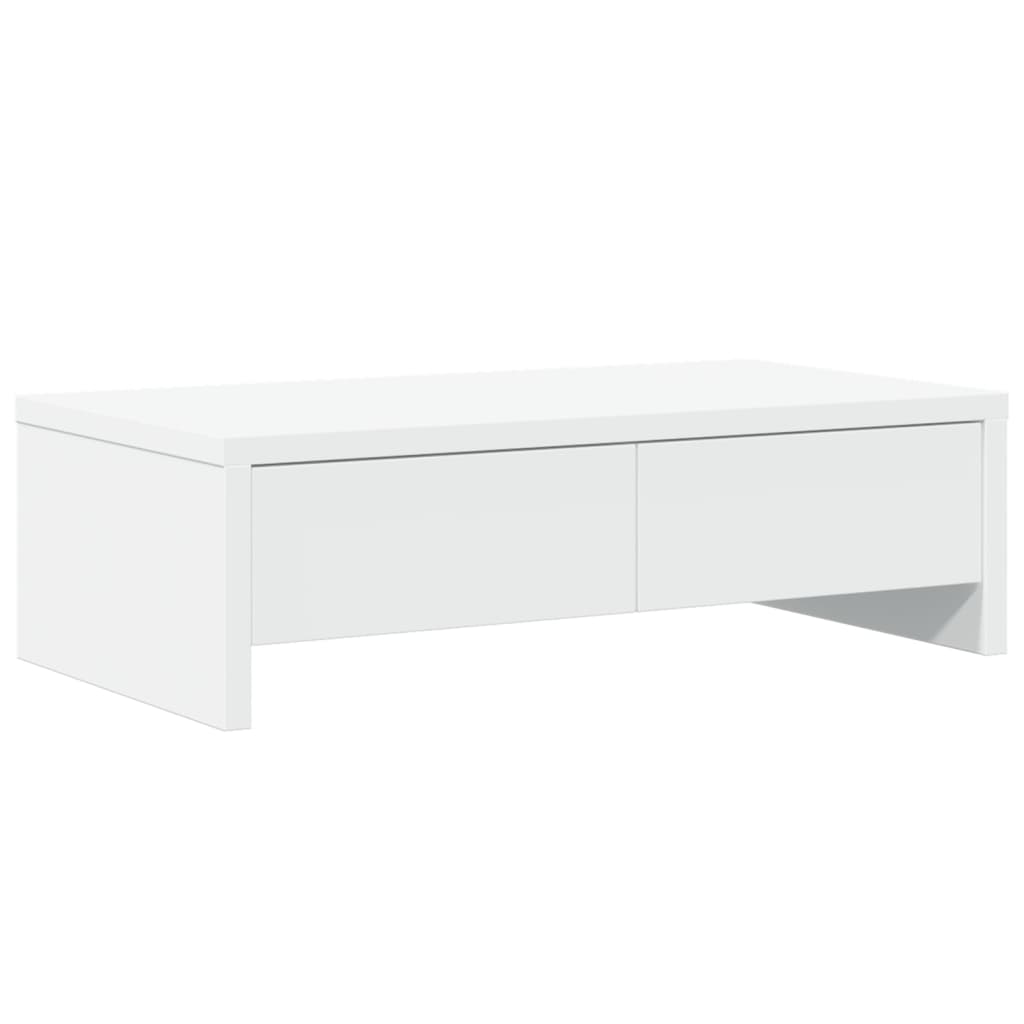 Vidaxxl support pour moniteur avec tiroirs 50x27x15 cm bois fini blanc