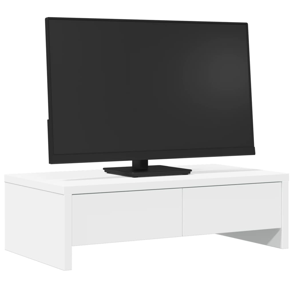 Vidaxxl support pour moniteur avec tiroirs 50x27x15 cm bois fini blanc