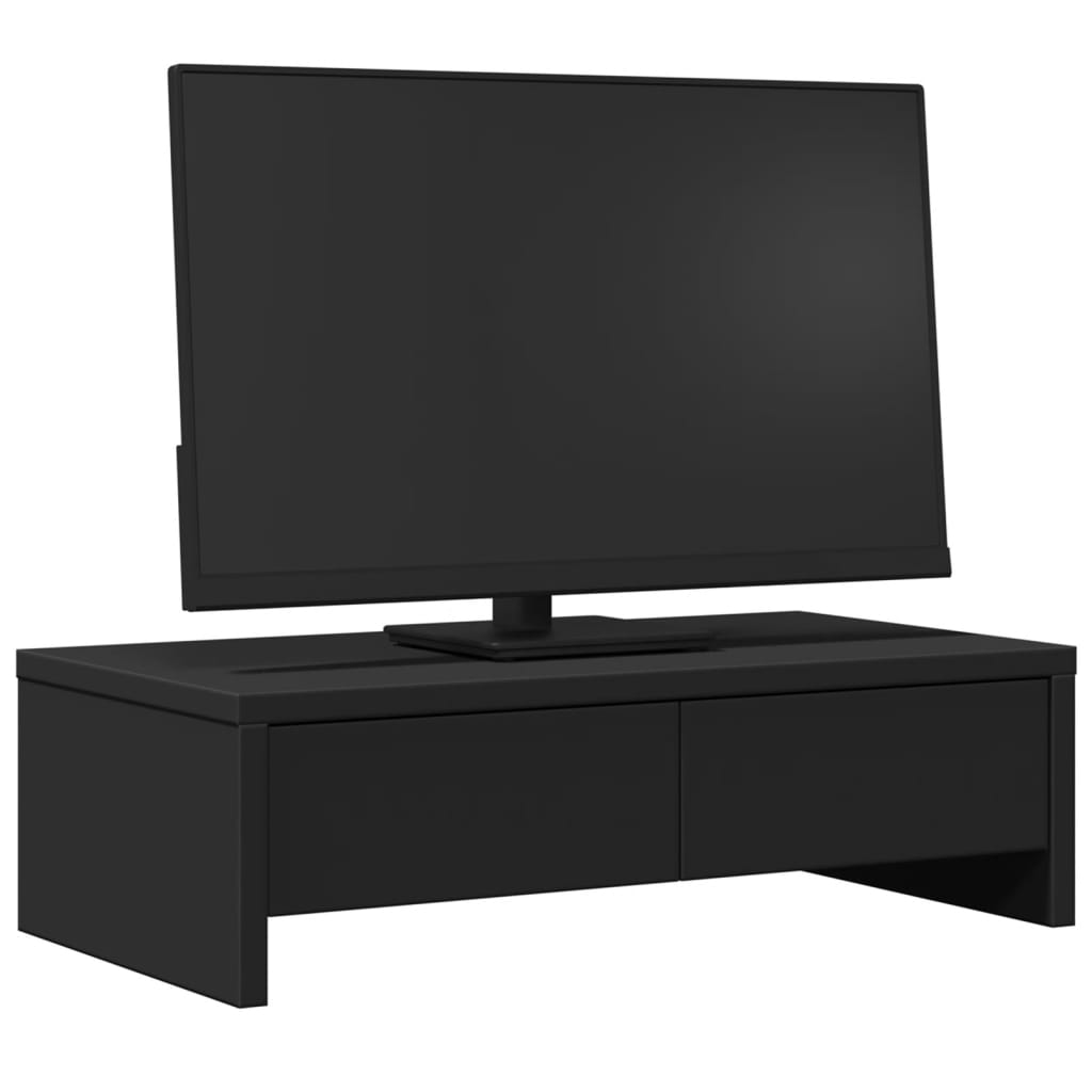 Vidaxxl support pour moniteur avec tiroirs 50x27x15 cm bois fini noir