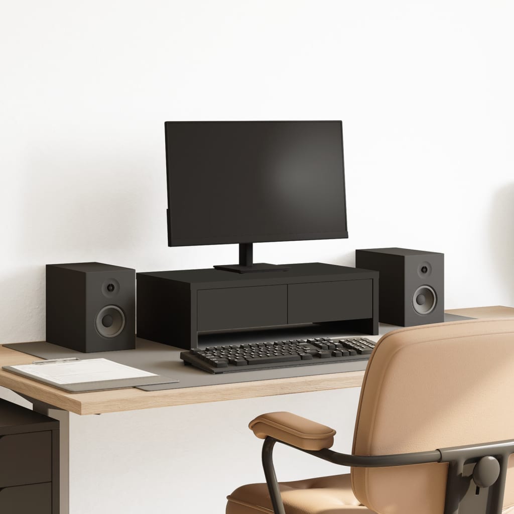 Vidaxxl support pour moniteur avec tiroirs 50x27x15 cm bois fini noir