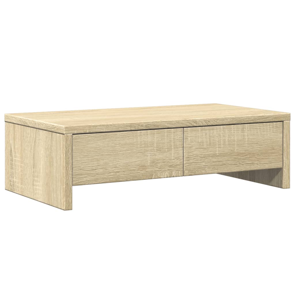 Vidaxxl support pour moniteur avec tiroirs 50x27x15 cm bois couleur chêne sonoma