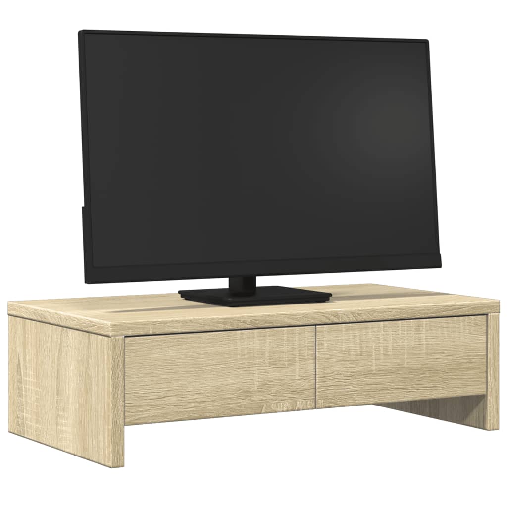 Vidaxxl support pour moniteur avec tiroirs 50x27x15 cm bois couleur chêne sonoma
