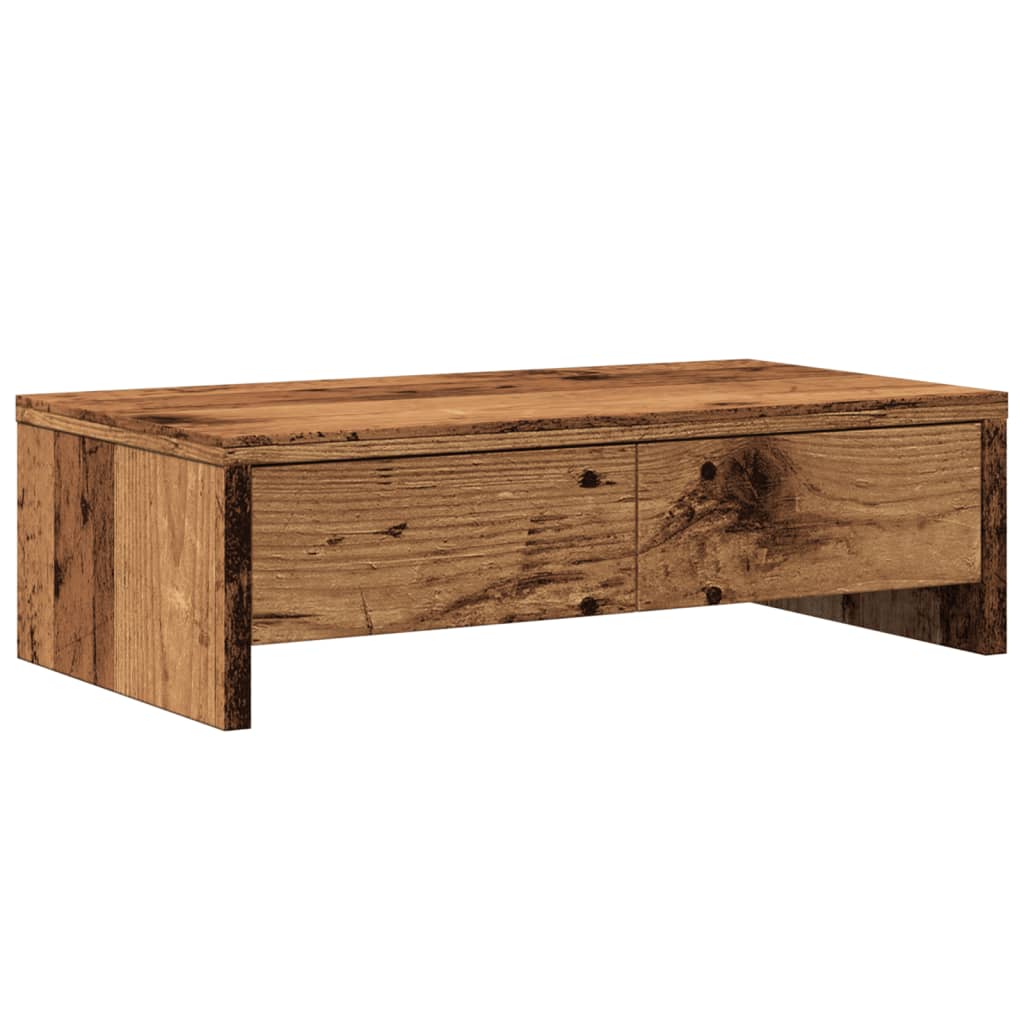 Vidaxxl support pour moniteur avec tiroirs 50x27x15 cm bois traité, vieux bois