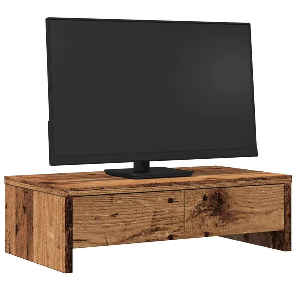 Vidaxxl support pour moniteur avec tiroirs 50x27x15 cm bois traité, vieux bois