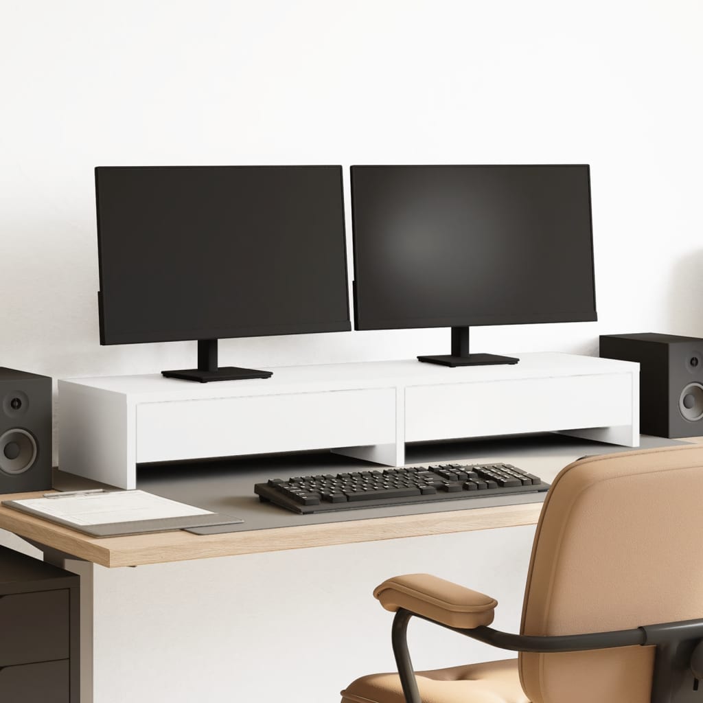 Vidaxxl support pour écran avec tiroirs 100x27x15 cm bois d'ingénierie blanc